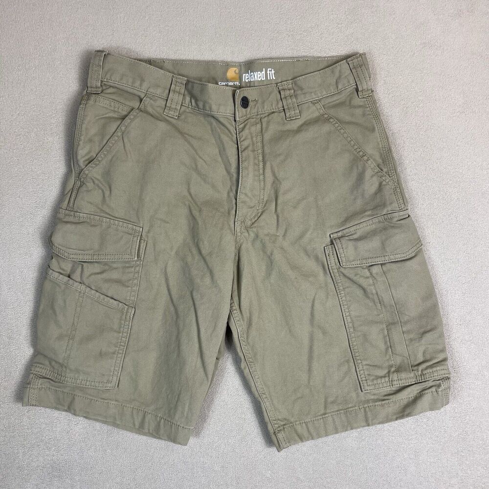 Carhartt Shorts Mens 32 Sand Tan Rugged Flex Relaxed Canvas Cargo Short‎ Work